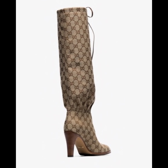 NEW Gucci Lisa GG Canvas Knee High Boots $1290 Sz7 - Picture 4 of 8